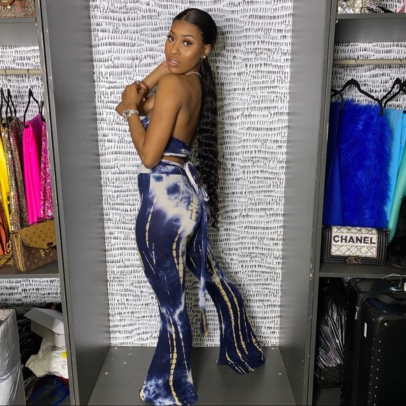 Tie Die Bandeau Strappy Crop Top (Part of a Set) - Picture 3 of 4